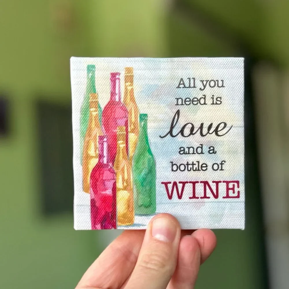 Mini Wine Bottle Themed Canvas Wall Accent Sign By GANZ